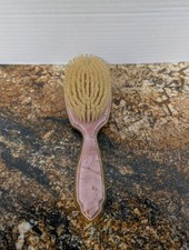Vintage Antique Victorian Pink Plate HAIR BRUSH Original Guilloché  picture