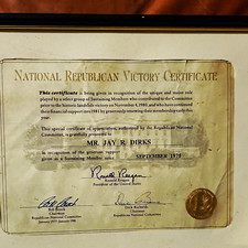 Ronald Reagan Signed National Republican Victory Certificate picture
