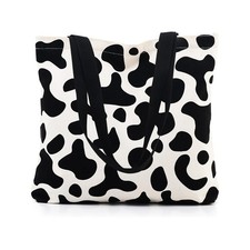 Black & White Cow Print Canvas Tote Bag - Unbranded picture