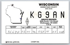 1996 Wisconsin Sheboygan County QSL Card KG9AN Bruce Broder Ham Radio A12 picture