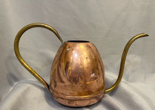 Vintage Copper Brass Watering Can Small Indoor Plant Gooseneck Spout Patina MCM picture