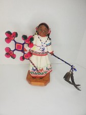 Vintage Huichol Girl Doll Traditional Embroidered Costume Nayarit Mexican Native picture