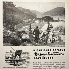 Vintage Oregon Vacation Columbia River Gorge Scenic Travel Print Ad 1946 picture