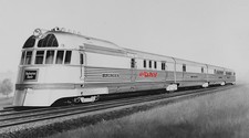 CB&Q Mark Twain Zephyr 9903 Streamlined Passenger Train 1935 8 x 10 Photo picture