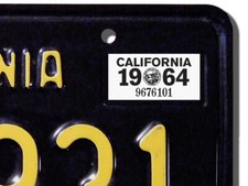 1964 California License Plate Registration Sticker, YOM, CA DMV picture