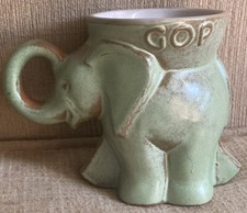 Vintage Frankoma Pottery Elephant Mug Cup Presidential GOP 1972 Made In USA EUC picture