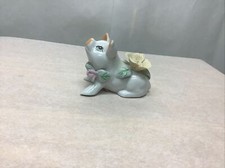 Bisque Porcelain Pig Figurine with Flowers Approx 3