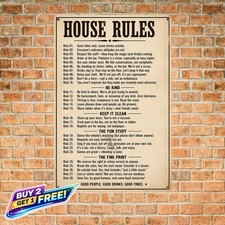 Gibbs House Rules Vintage Tin Sign 8x12 Sarcastic Home Metal Wall Decor picture