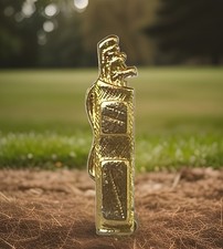 Golf Bag & Clubs Pin Brooch Gold-toned Golfer Caddy Golfing Pin Back Lapel Pin picture
