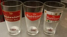 Vintage Budweiser Beer Glass Retro Pints Set Of 3. 1947, 1952, 1955 picture