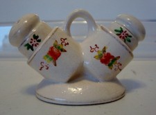 Vintage Porcelain Made in Occupied Japan Salt Pepper Shakers& Matching Caddy-c31 picture