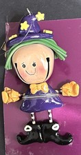 Roman Halloween metal bell, witch w bat, New, poly box, #20935 ornament, new picture