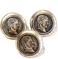 Three Vtg  Napoleon Empereur  Silver Tone Medal Buttons picture