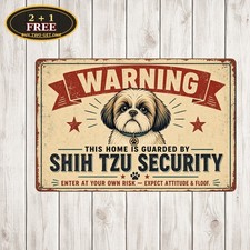 Cute Shih Tzu Dog Breed Pet Grooming Care Shop Metal Tin Sign Plaque picture