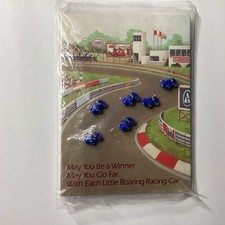 6 Vintage AVON Little Roaring Racing Car Buttons Original Card 1/2