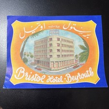 Lebanon Hotel Bristol Luggage Label Beyrouth Beirut Vintage picture