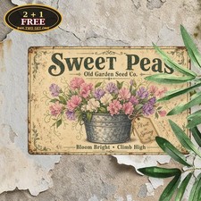 Sweet Peas Flower Aesthetic Room Decor Vintage Metal Sign picture