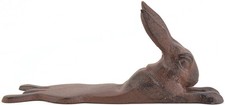 Upper Deck Rabbit Design Cast Iron Door Stop Wedge - Funny Brown Door Stop picture
