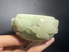 60.9mm Clear Green Natural Mongolian Jade Sculpture / She TeiCui/ Hand Carve picture