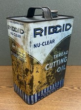 RARE Vintage Ridgid Nu-Clear Thread Cutting Oil 1 Gallon Metal Tin Can w/ Lid picture