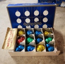 Vintage 12 Paragon Glass Lantern Feather Tree Ornaments In Original Box picture