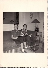 Two Young People Reading 1940s-1950s Snapshot Photograph Domestic Life Candid picture