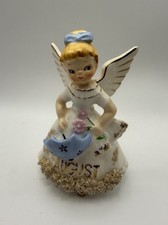 Vintage Norcrest August Girl With Umbrella Angel Figurine F340 [Repaired] picture