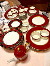 Beautiful 42 Pieces Fitz & Floyd Renaissance Cinnabar/12 pc. Karuma soup & salad picture