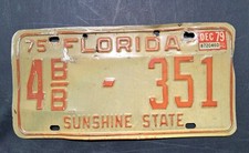 1975 Florida License Plate Pinellas County 4 B/B - 351 picture