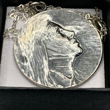Vtg St. Bernadette Patron Of The Sick Sterling Silver Pendant/Necklace, 11+grams picture