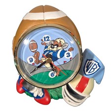 Vintage 1996 Warner Bros WB Store Looney Tunes Ceramic Taz Devil Football Clock picture