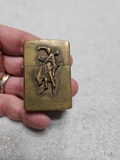 Vtg 1993 ZIPPO Brass Rodeo Cowboy, Bronco Riding Lighter, Bronc Buster 71 picture