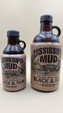 Vintage Mississippi Mud Black & Tan Beer Jugs 1 Quart & 1 Pint Bottles Growlers picture