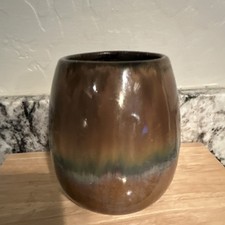 Vintage Mid Century Japanese Drip Glaze Stoneware Vase Reactive Glaze picture