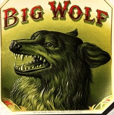 Antique Big Wolf Cigar Label 🐺 Gold Embossed James W. Smith Cigar Co picture