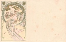 L554 Art Nouveau glamour risque by Alphonse Mucha vintage postcard picture