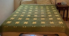 Antique Quilt, Yellow Stars on Green , 74
