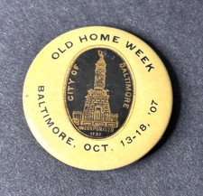1907 Baltimore Maryland Old Home Week Souvenir Pin by Torsch & Franz Badge Co. picture