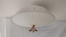 Mid Century Atomic Age White Flush Brass Ceiling Light Sputnik 14