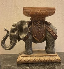 Vintage Ornate Elephant Pedestal Plant Stand Display Table Resin 8