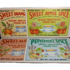 Vintage ~MAGIC MOUNTAIN Herb Tea Placemat Set Of 4 Plastic Bright Graphics 1981 picture