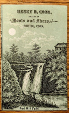 Victorian Trade Card Antique Red Mill Falls Henry Cook Boots Shoes Bristol Conn. picture