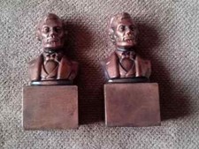 BRAND NEW SOLID PAIR OF FIBERGLASS-BRONZE ABRAHAM LINCOLN BOOKENDS picture