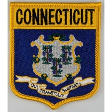 Connecticut State Flag Shield Patch - Sew-On - Gold Border picture