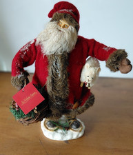 St. Nicholas Square Santa Claus Figurine w/ Lamb Basket Christmas Decor Red Coat picture