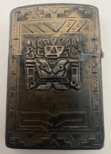 Vintage Peruvian Sterling Silver Zippo Lighter Case Cover 925 Peru Incan Chavin picture