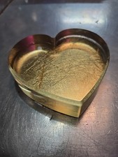 Vintage glass paperweight HEART SHAPE over 1 pound Gold Backing picture