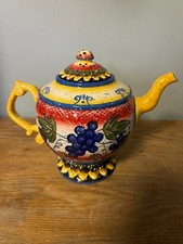 Enesco 2006 JULIE UELAND Feels Like Home Teapot Coffee Pot GRAPES FLORAL picture