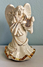 Porcelain Angel Music Box Ivory with Gold Trim Plays Lara’s Theme picture