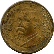 1887 Grover Cleveland George Washington Constitutions Centennial Political Token picture